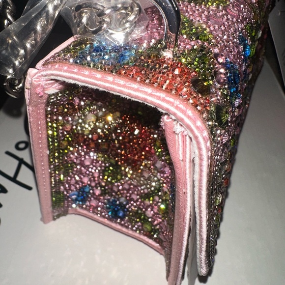 Betsey Johnson Sparkling Pink Multicolor Gem Wristlet/Long purse/crossbody - Picture 5 of 7